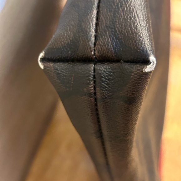 Coach Signature Coated Canvas Dark Brown and Red Crossbody Bag - Picture 9 of 16